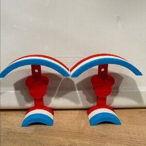 Two (2) Red White and Blue 3D printed Ears Holders